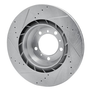 Porsche 911 Brake Rotor (1) - Left Rear - R1 Concepts - Drilled & Slotted - Silver - `07-`16